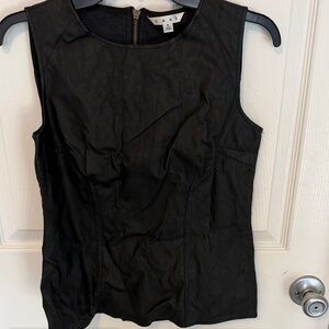 CAbi Faux leather Black Sleeveless Blouse